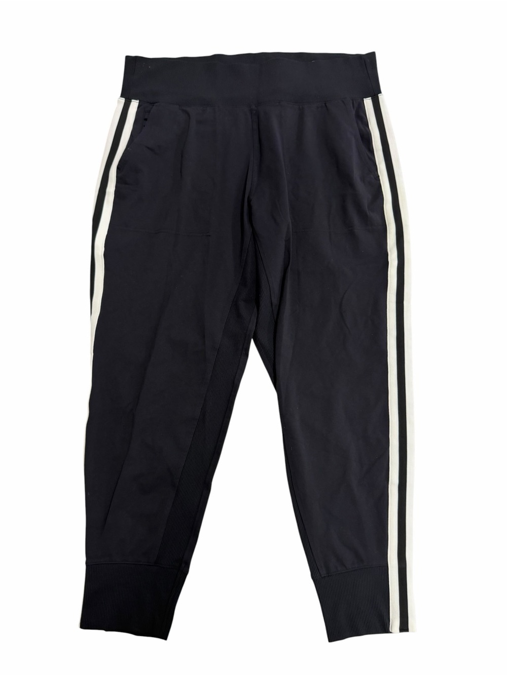 Athleta Venice Side Stripe Jogger Pants Size XL, black with white stripes, EUC